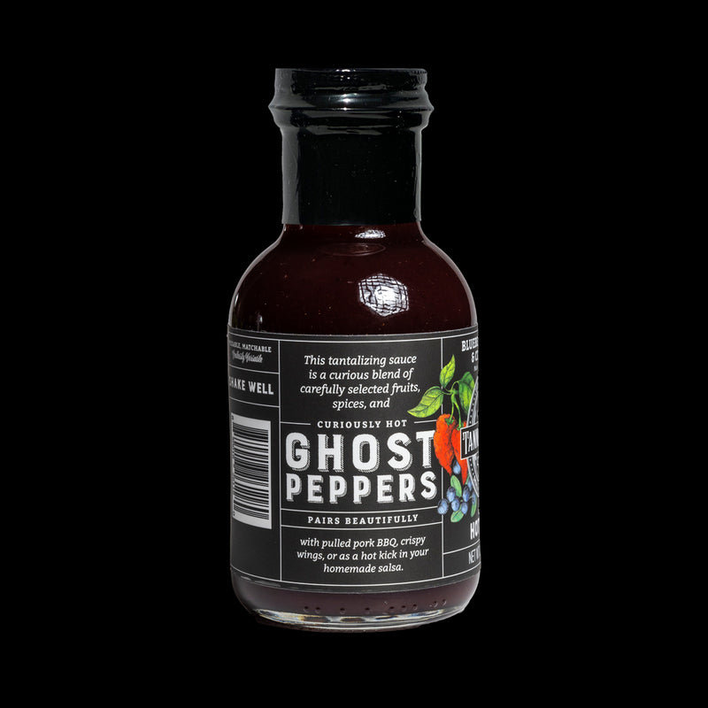 Curiously Hot Sauce Blueberry Sumac and Cinnamon Made with Ghost Peppers Ingredients